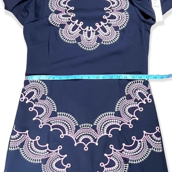 NWT Eliza J Navy and Purple Embroidered Shift Dress sz 10 - Picture 11 of 15